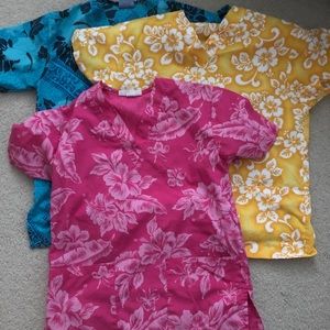 Aloha Print Scrub Tops